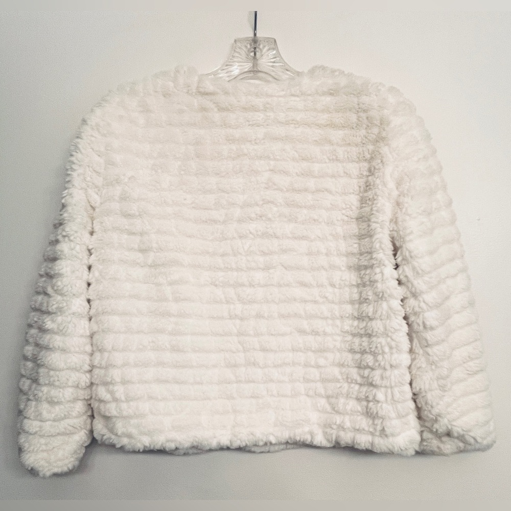 Calvin Klein cropped faux fur coat jacket size M - Picture 2 of 8